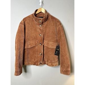 New Bagatelle Collection Loose Fitted Saddle Brown Corduroy lined Jacket Sz M